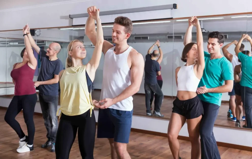 Ballroom dance fitness for adults in their 30s and 40s in The Woodlands TX