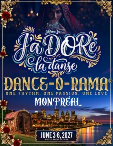 Flyer for J'aDORe Dance-O-Rama held June 3-6, 2027 in Montreal
