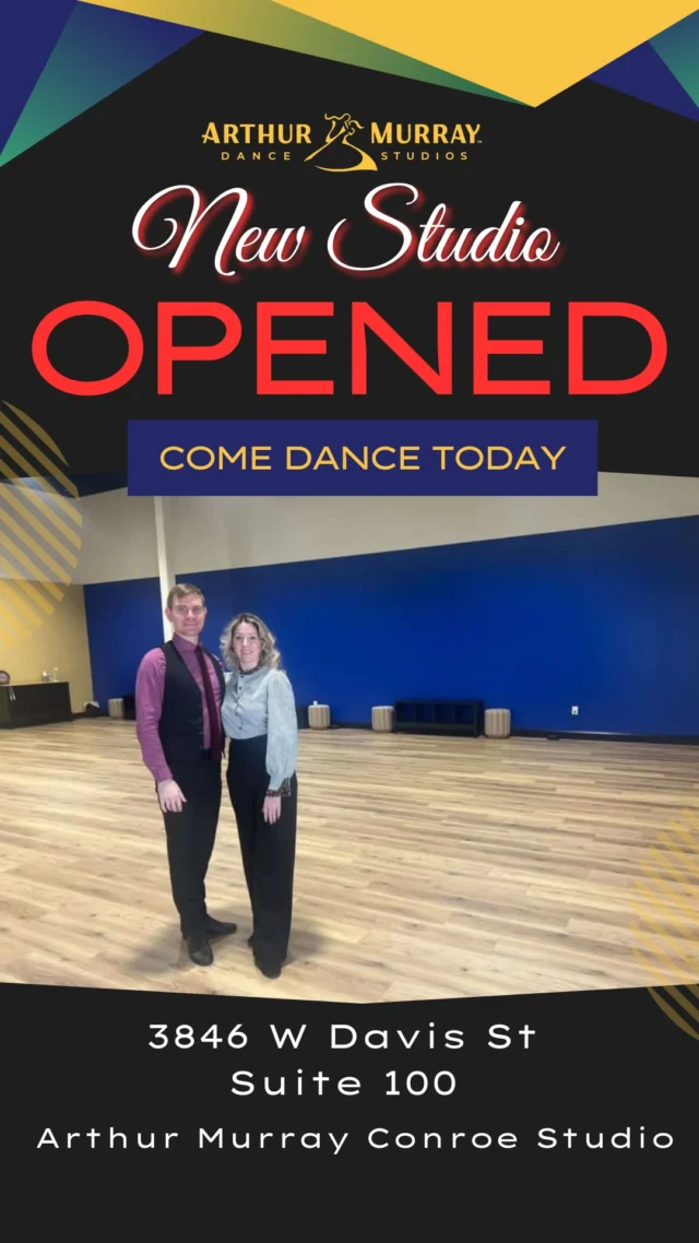 Let’s give a huge congratulations to Adam Edwards and Angela Maughan on their beautiful Arthur Murray Dance Studio Conroe location! We’re excited to see them continue inspiring students and bringing the joy of dance to the Conroe community. We wish them continued success✨#ArthurMurray #ArthurMurrayLifestyle #DanceStudio #ConroeTexas