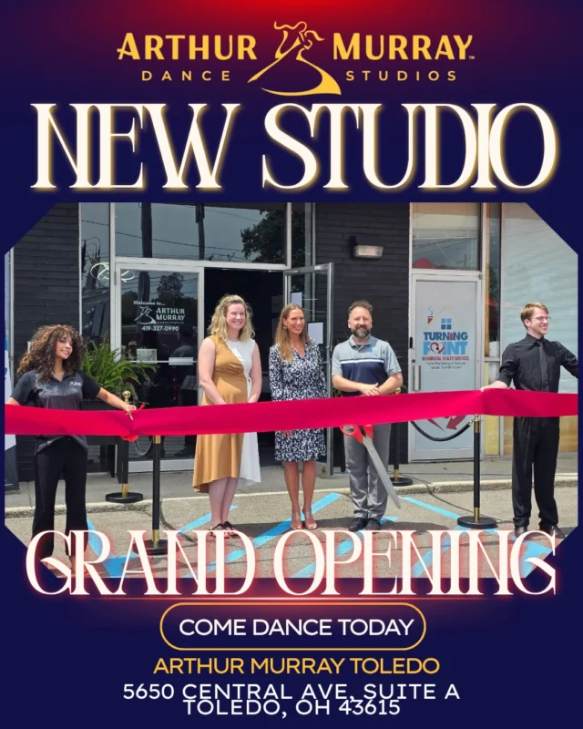 The ribbon has been cut, and we’re officially celebrating the grand opening of the Arthur Murray Toledo Dance Studio! 🎉💃🏽🕺🏻We’re so excited to welcome you to the studio and celebrate the beginning of an incredible new chapter. Here’s to new memories, new dancers, and plenty of dancing ahead! ✨#ArthurMurray #ArthurMurrayLifestyle #GrandOpening #DanceWithUs